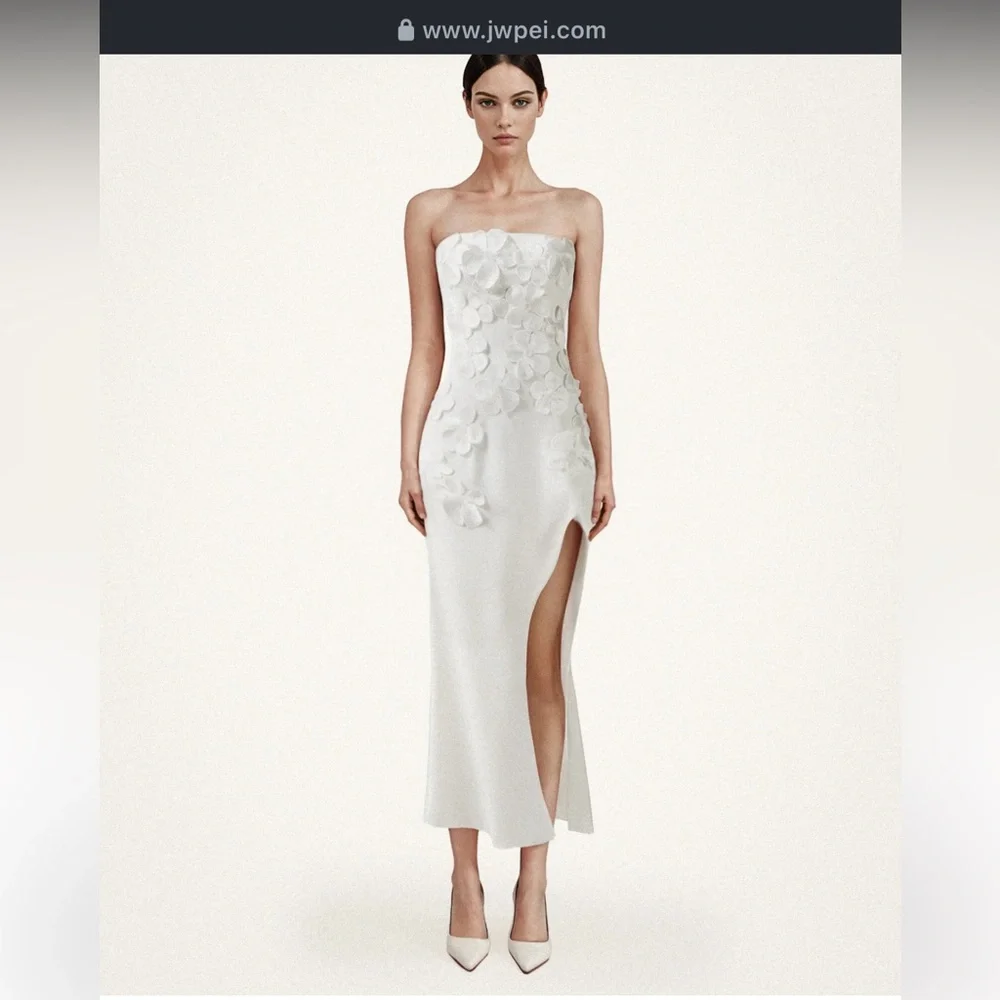 JW PEI White Strapless Dress with Elegant Silhouette - Picture 1 of 11